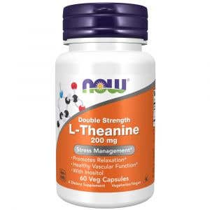Now Foods L-Theanin Double Strength 200 mg 60 rostlinných kapslí
