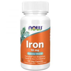 Now Iron Bisglycinate železo chelát Ferrochel 18 mg 120 rastlinných kapsúl