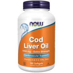 Now Foods Cod Liver Oil - olej z tresčích jater 1000 mg 180 softgel kapslí