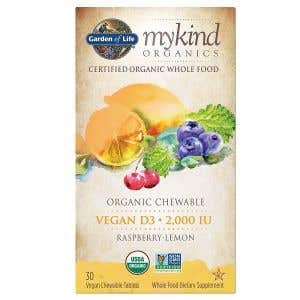 Garden of Life mykind Organics Chewable Vegan D3 2000 IU - s príchuťou maliny a citrónu 30 tabliet