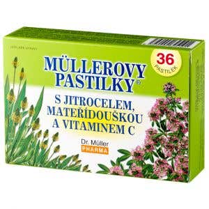 Dr. Müller Pastilky s jitrocelem, mateřídouškou a vitamínem C 30+6 ks