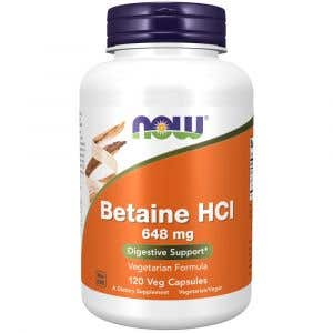 Now Betaine HCl vegetariánský 648 mg 120 rostlinných kapslí