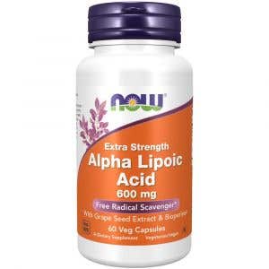 Now Kyselina alfa-lipoová 600 mg 60 rostlinných kapslí
