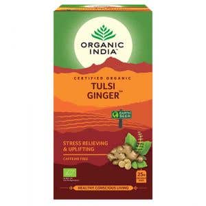 Organic India Tulsi Ginger – Bazalka posvátná se zázvorem BIO 25 sáčků