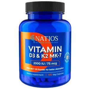 Natios Vitamín D3 + K2 MenaQ7 MK-7 2000 IU + 75 mcg 100 kapsúl