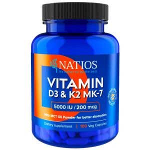 Natios Vitamín D3 + K2 MenaQ7 MK-7 5000 IU + 200 mcg 100 kapsúl