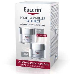 Eucerin Hyaluron-Filler Denný krém SPF 15 pre suchú pleť 50 ml a Nočný krém 50 ml s 3x Effect Promo balenie 2024