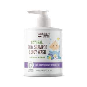 Wooden Spoon Dětský sprchový gel a šampon na vlasy 2v1 s bylinkami BIO 300 ml