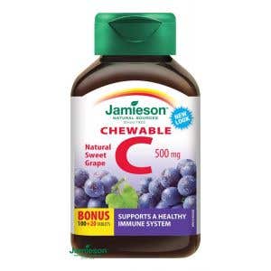 Jamieson Vitamín C 500 mg čučoriedka cmúľacia 120 tabliet