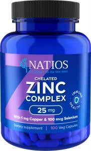 Natios Zinc Chelated Complex - Zinok, selén a meď 25 mg 100 vegánskych kapsúl