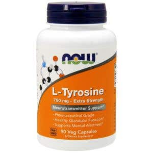 Now Foods L-Tyrosine Extra Strength 750 mg 90 rostlinných kapslí