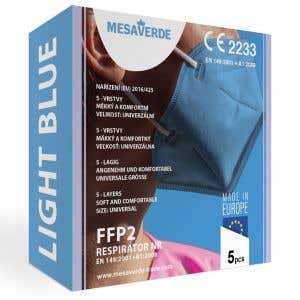 Mesaverde Text-Tech Respirátor FFP2 Premium CE certifikace 5-ti vrstvý světle modrý 5 ks