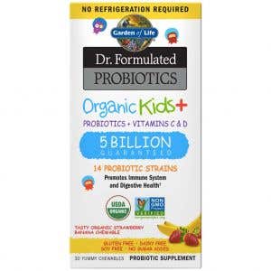 Garden of Life Dr. Formulated organická - Probiotiká pre deti - 5 miliárd CFU s príchuťou organickej jahody a banánu 30 žuvacích tabliet