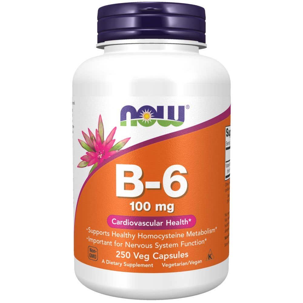 Now Foods Vitamin B6 Pyridoxin 100 mg 250 kapslí