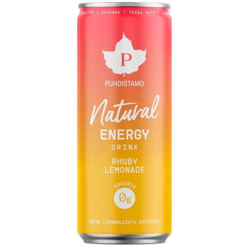 Puhdistamo Natural Energy Drink Rhuby Lemonade - Energetický nápoj - rebarbora 330 ml