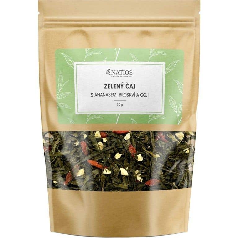 Natios Zelený čaj s ananasem, broskví a goji sypaný 50 g