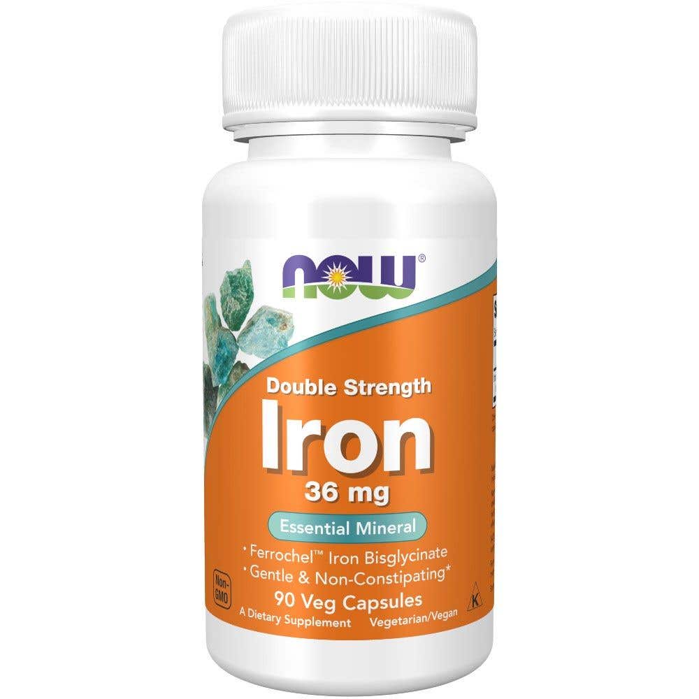 Now Foods Iron Bisglycinate železo chelát Ferrochel 36 mg 90 rostlinných kapslí