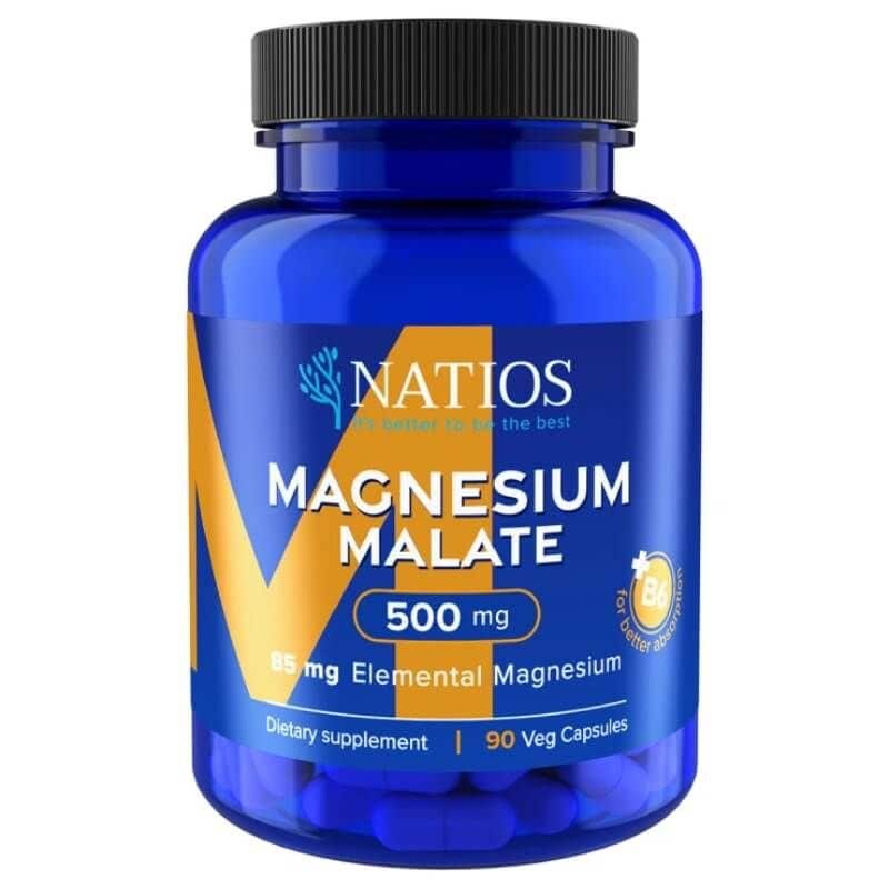 Natios Magnesium Malate 500 mg + B6 90 veganských kapslí