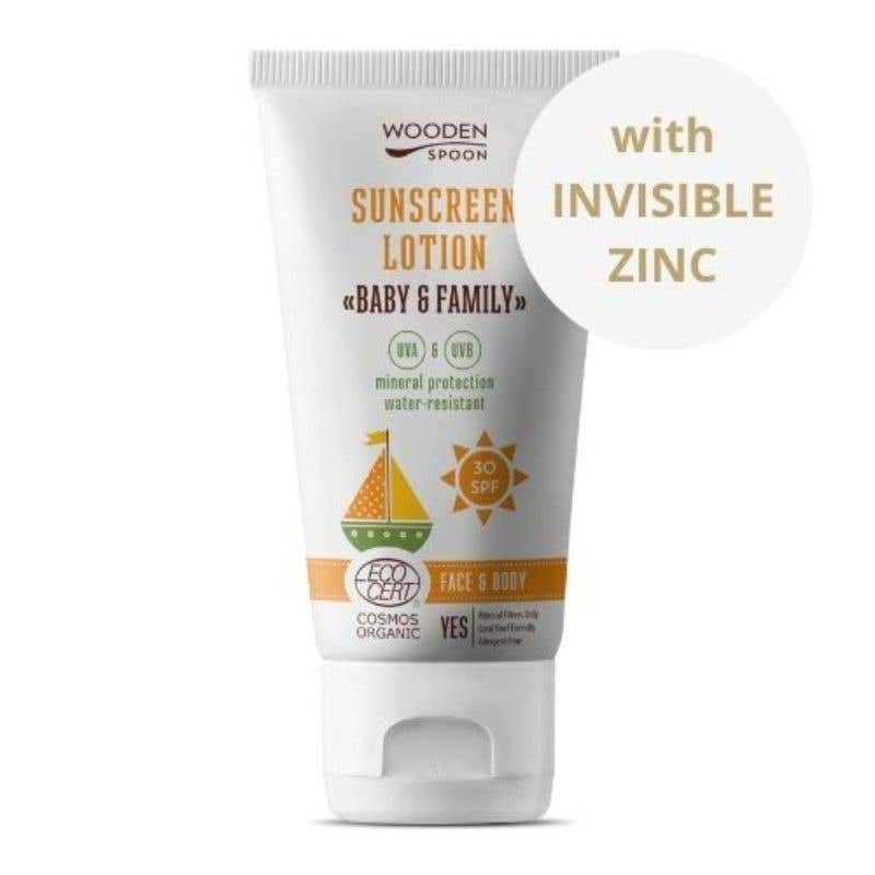 Wooden Spoon Opaľovacie telové mlieko Baby & Family SPF 30 BIO 150 ml