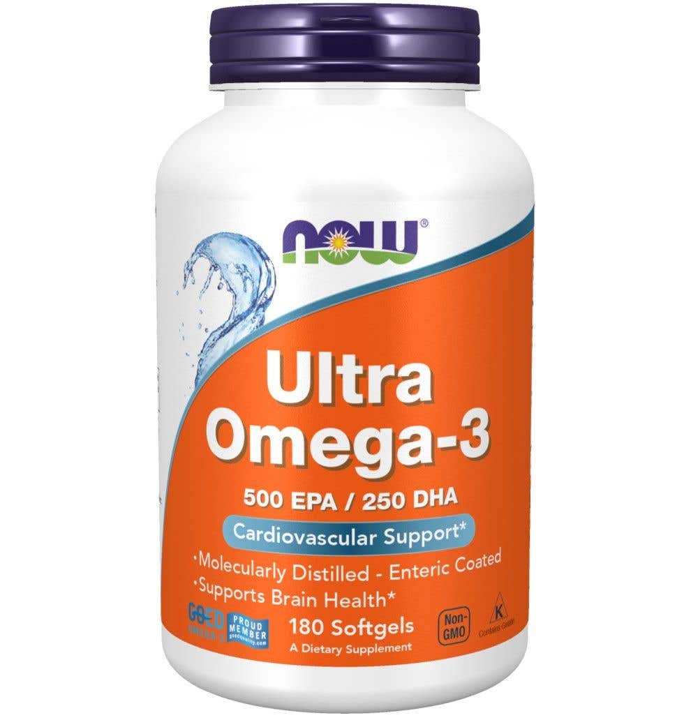 Now Foods Ultra Omega-3 Rybí olej 500 EPA + 250 DHA 180 softgel kapslí