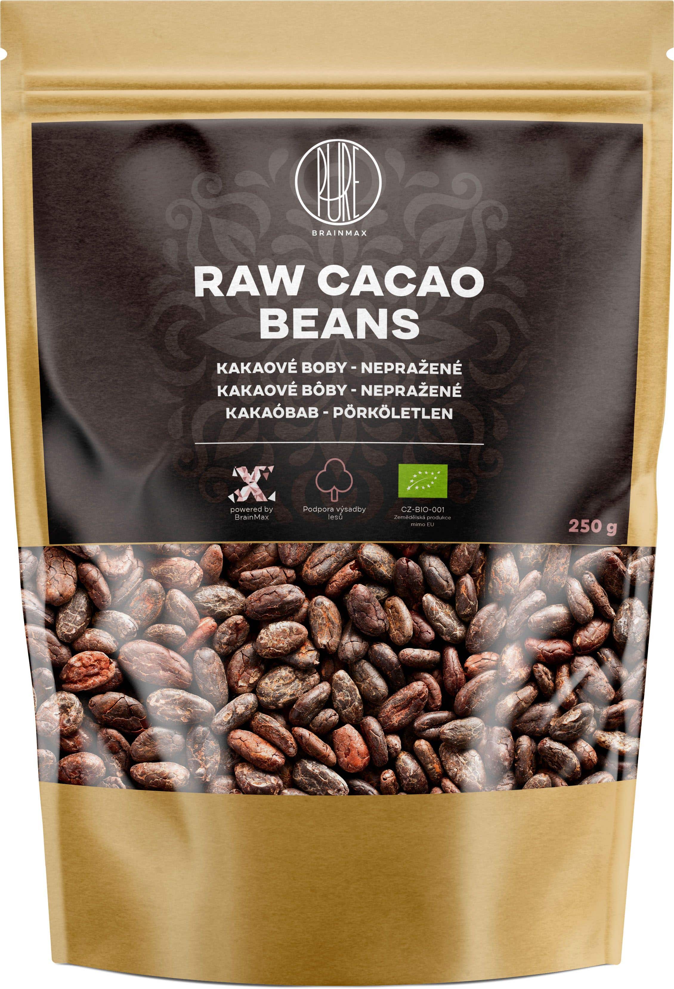 BrainMax Pure Kakaové boby RAW BIO 250 g
