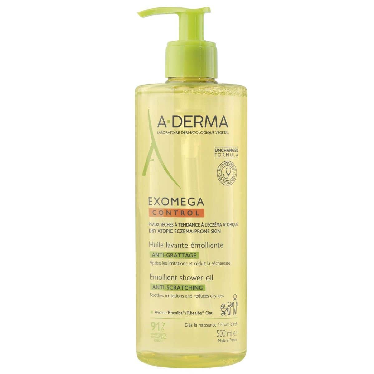 A-Derma Exomega Control Zvláčňující sprchový olej pro suchou kůži se sklonem k atopii 500 ml