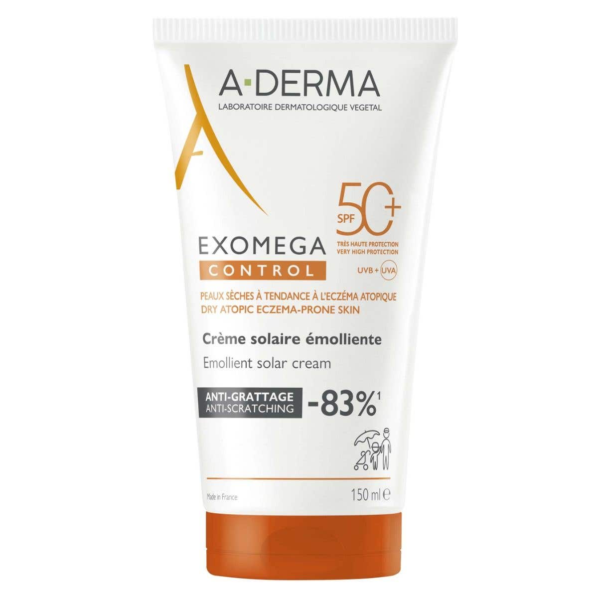 A-Derma Exomega Control Sluneční emolienční krém SPF 50+ 150 ml
