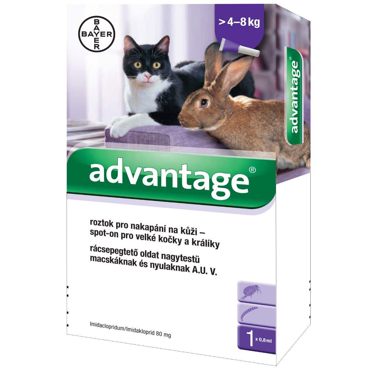 Advantage Proti blechám pro velké kočky a králíky spot-on 4x0.8ml