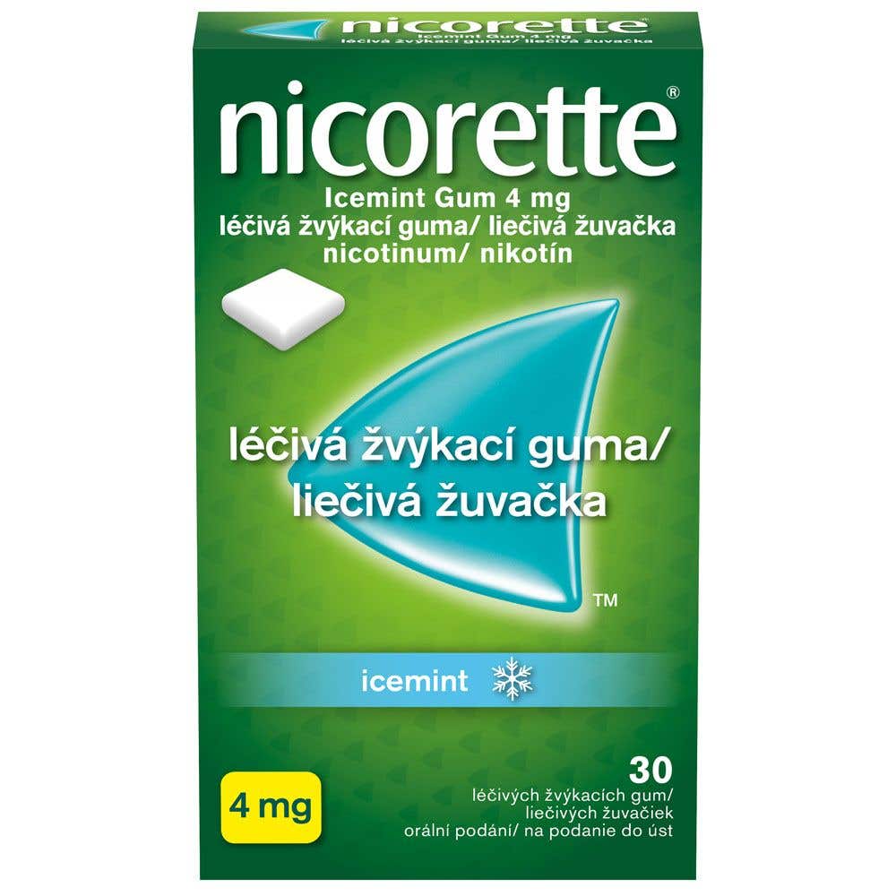 Nicorette Icemint gum 4mg liečivá žuvacia guma 30 žuvačiek