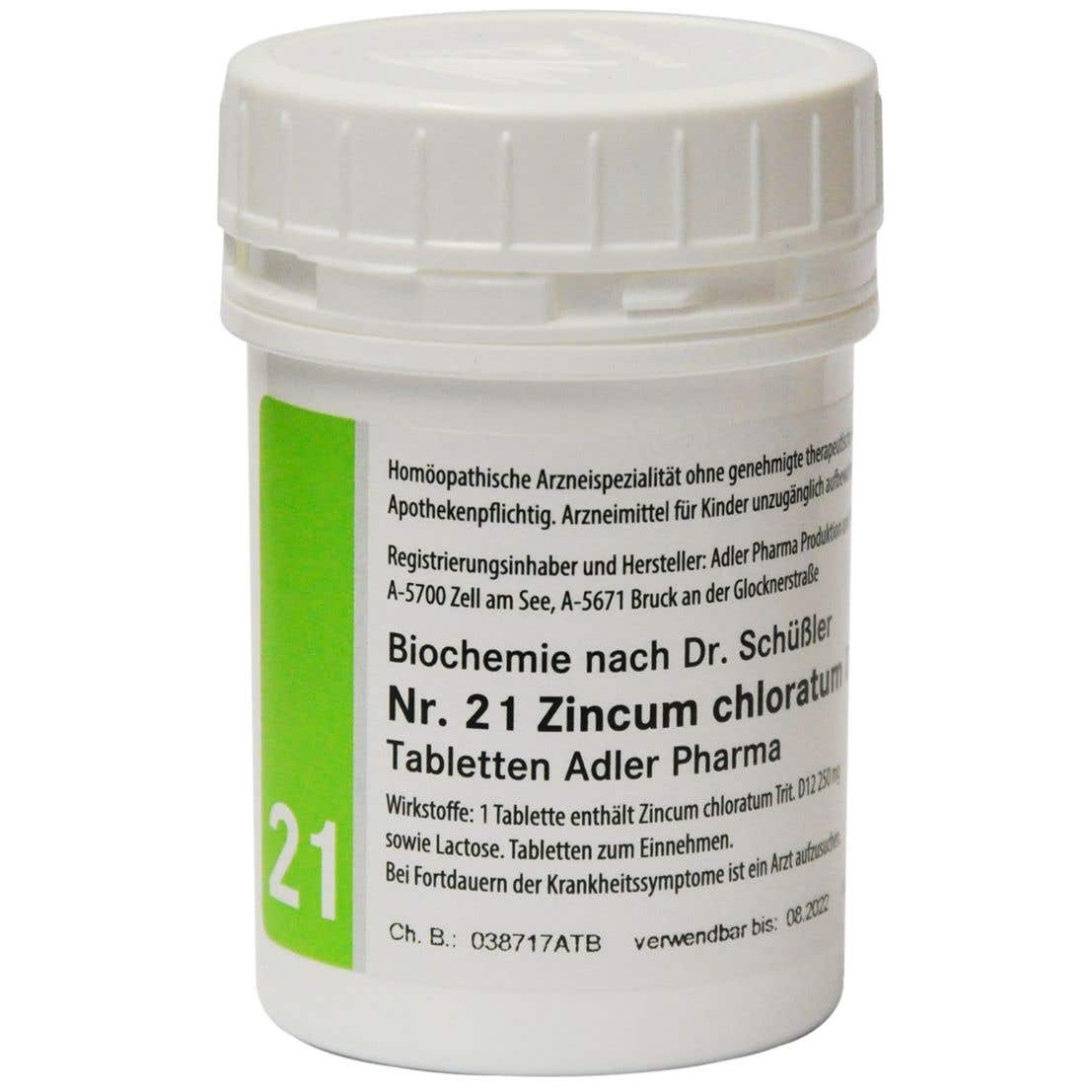 Adler Pharma Schüsslerove soli – Nr. 21 Zincum chloratum D12 400 tabliet
