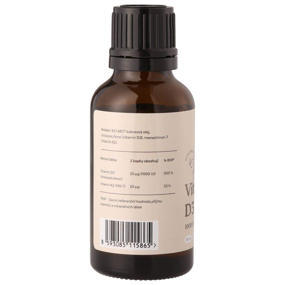 Vitalpoint Premium Vitamín D3 & K2 1000 IU v BIO MCT oleji 30 ml