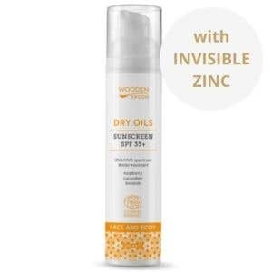 Wooden Spoon Opalovací mléko na obličej a tělo se suchými oleji SPF 35+ BIO 100 ml