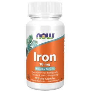 Now Foods Iron Bisglycinate železo chelát Ferrochel 18 mg 120 rostlinných kapslí