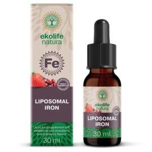 Ekolife Natura Lipozomální železo – jahoda a brusinka 30 ml