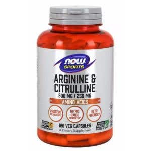 Now Foods Arginin 500 mg a Citrulin 250 mg 120 rostlinných kapslí