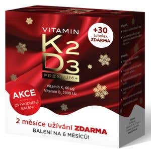 Biomin Vánoční balení Vitamin K2 60µg + D3 2000 IU Premium 60 + 30 tobolek