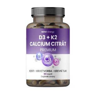 MOVit Energy Vitamín D3 1000 IU + K2 + Calcium Citrát 90 kapslí