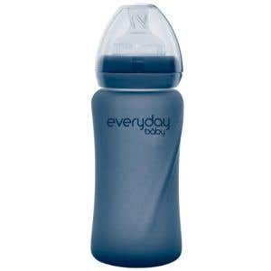 Everyday Baby Sklenená fľaša s termo senzorom 240 ml – Blueberry