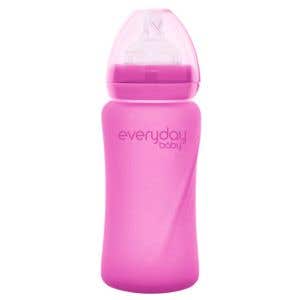 Everyday Baby Skleněná láhev s termo senzorem 240 ml – Pink