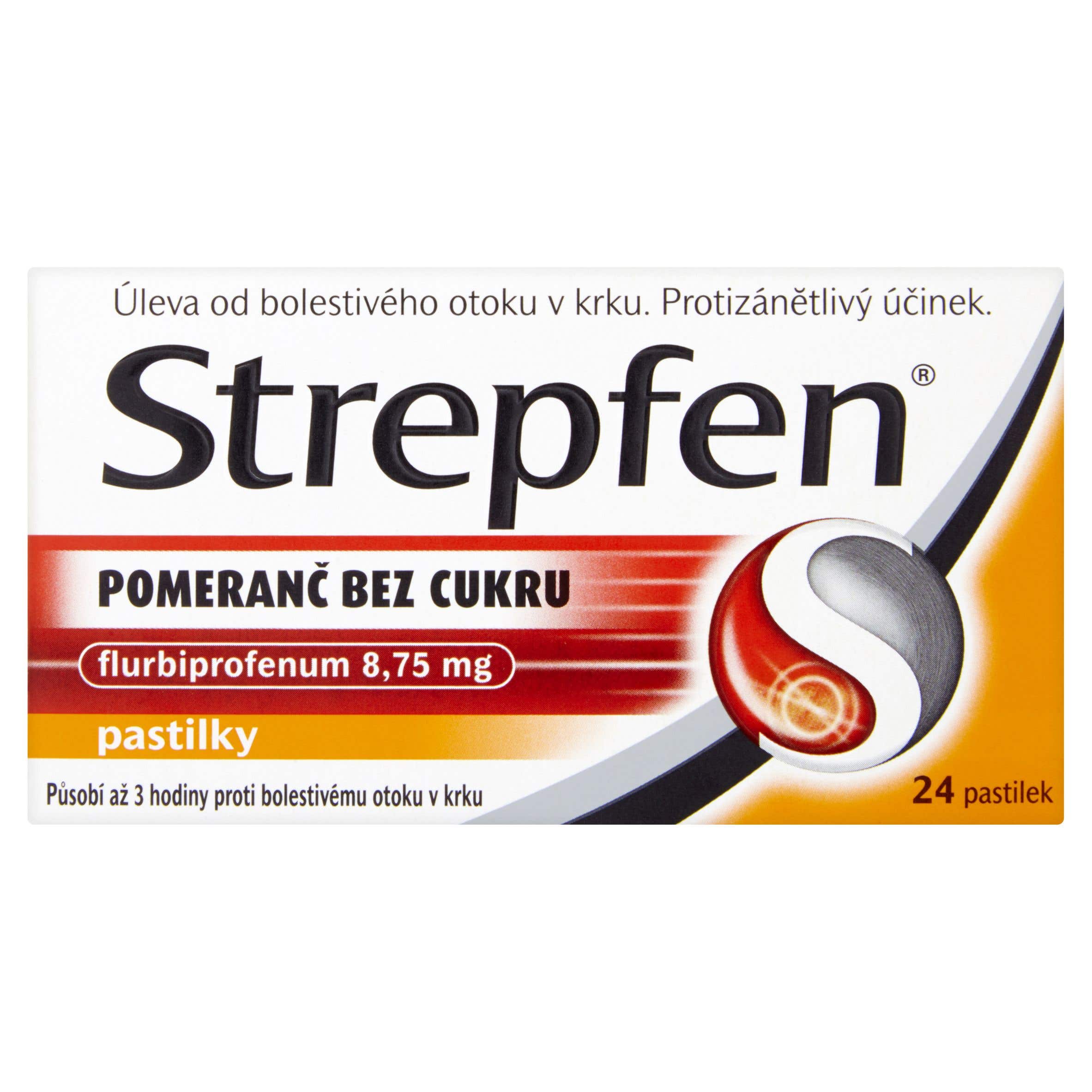 Strepfen Pomeranč bez cukru 8,75 mg pastilky 24 pastilek