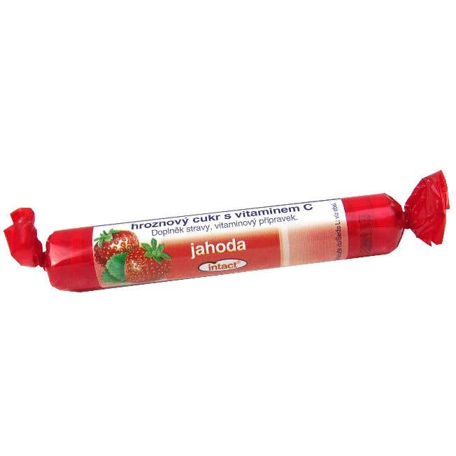 Intact Rolička hroznový cukr s vitamínem C jahoda 40 g