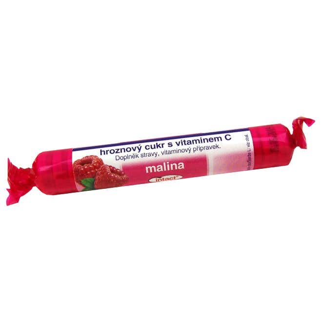 Intact Rolička hroznový cukr s vitamínem C malina 40 g