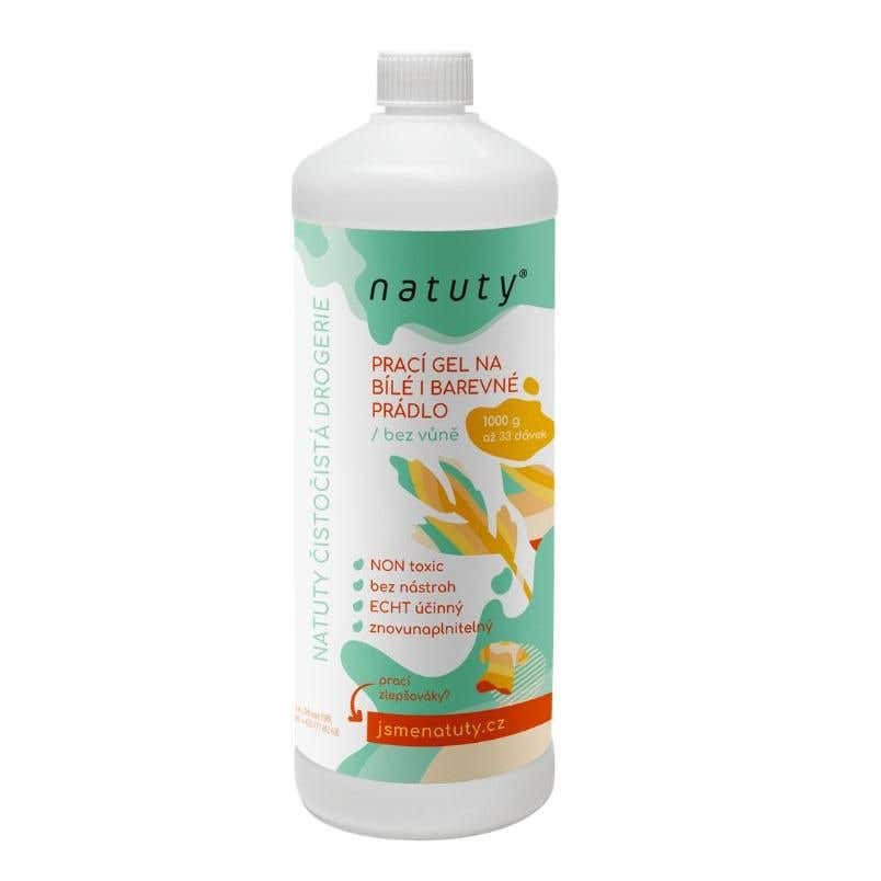 Natuty Prací gel na bílé i barevné prádlo bez vůně 1000 ml