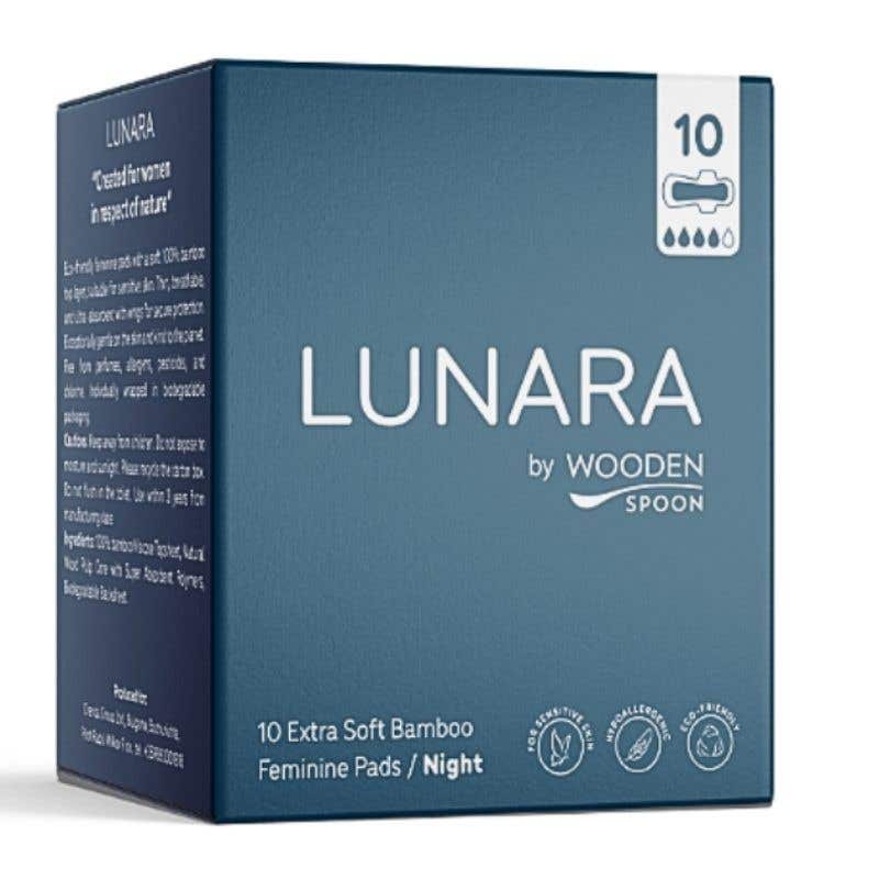 Wooden Spoon Lunara Rozložitelné bambusové noční menstruační vložky 10 ks