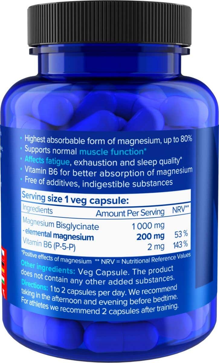 Natios Magnesium Bisglycinate 1000 mg + B6 90 kapslí