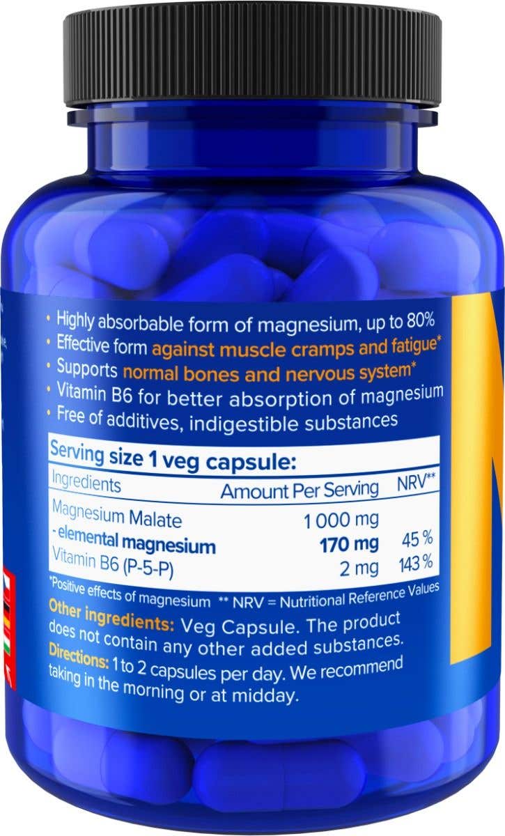 Natios Magnesium Malate 1000 mg + B6 90 kapslí