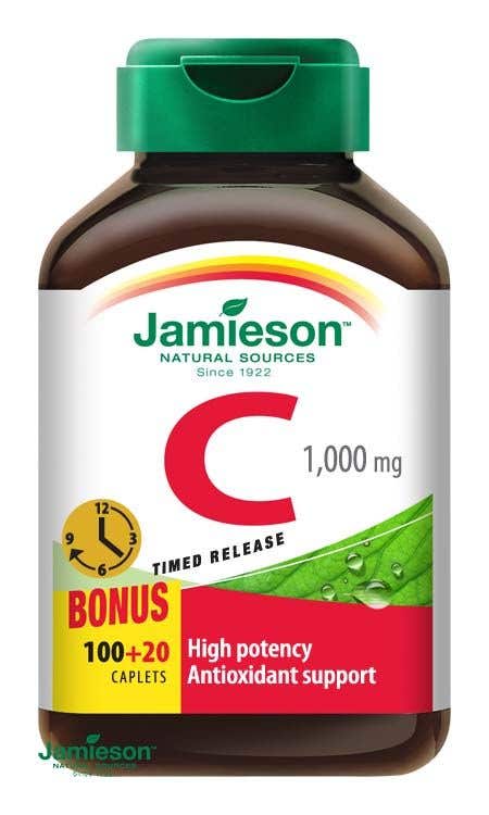 Jamieson Vitamín C 1000 mg s postupným uvoľňovaním 100 + 20 tabliet |  Vitalpoint lékárna