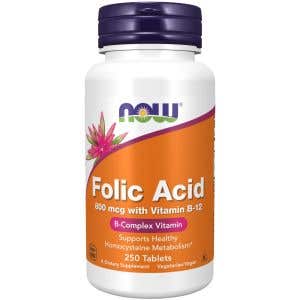 Now Foods Kyselina listová s obsahem vitaminu B12 800 μg 250 tablet