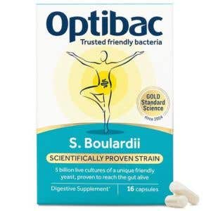 Optibac Saccharomyces Boulardii Probiotika při nadměrn&eacute;m vyprazdňov&aacute;n&iacute; 16 kapsl&iacute;