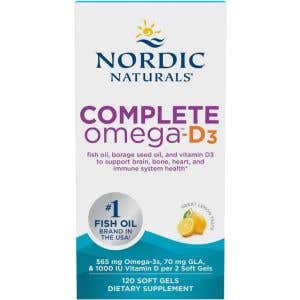 Nordic Naturals Complete Omega + Vitamin D3 565 mg + 1000 IU s př&iacute;chut&iacute; citr&oacute;nu 120 kapsl&iacute;